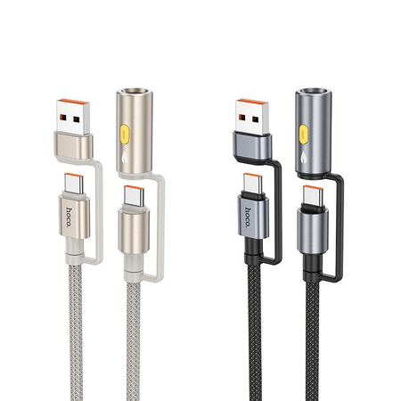 HOCO kabel All-in-one USB A / Typ C do Typ C / Zapalniczka samochodowa 3A 60W U138 1,2 m szary