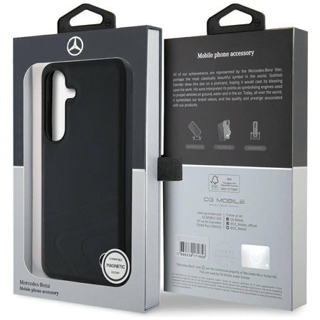 Original Case SAMSUNG GALAXY S25 Mercedes Leather Horizontal Debossed Curves MagSafe black