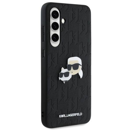 Original Case SAMSUNG GALAXY S24 FE Karl Lagerfeld Hardcase Monogram Karl&Choupette Head Pin (KLHCS24FEPGKLKCPK) black