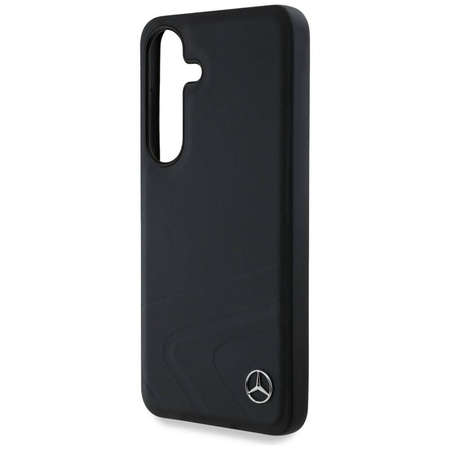 Original Case SAMSUNG GALAXY S25 Mercedes Leather Horizontal Debossed Curves MagSafe black