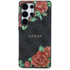 Original Handyhülle SAMSUNG GALAXY S25 ULTRA Guess Leather 4G Flowers Print Metal Classic Logo MagSafe schwarz