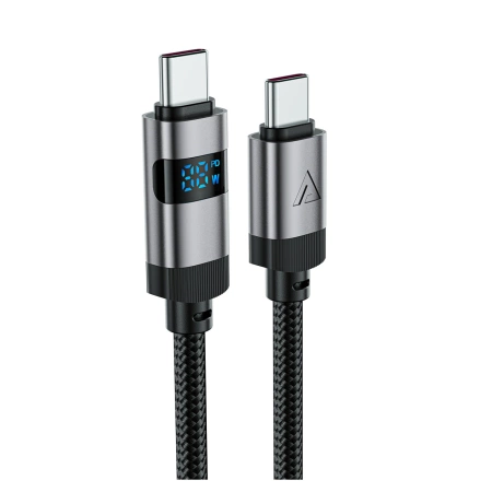 Acefast C15-04 USB-C - USB-C Cable with Display 480Mb/s 66W 1.2m - Black