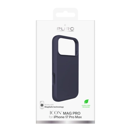 Etui silikonowe Pure Icon Mag Pro Liquid Silicone na iPhone 17 Pro Max kompatybilne z MagSafe, z ochroną aparatu i aluminiowymi przyciskami - ciemnoniebieskie