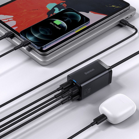 Baseus Quick Charger GaN3 Pro, 2x USB-C, 2x USB, 65W (black)