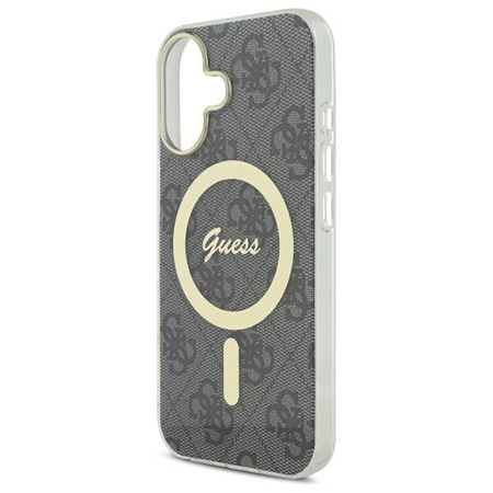 Original Handyhülle IPHONE 16 Guess Hardcase IML 4G MagSafe (GUHMP16SH4STK) schwarz