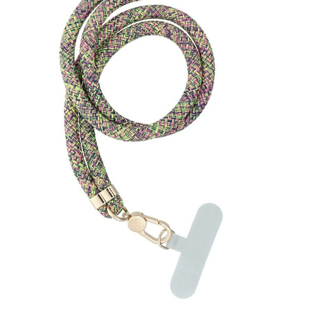 Zawieszka SWING (8mm) do telefonu z regulacją długości / długość sznura 165cm (max 82,5cm w pętli) / na ramię lub szyję - szaro zielono różowy