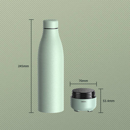 Remax bezprzewodowy głośnik bluetooth 5.0 z termosem kubkiem termicznym 500ml różowy (RB-M5)