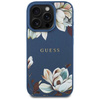 Etui IPHONE 16 PRO MAX Guess Grained Printed Flower Pattern MagSafe niebieskie