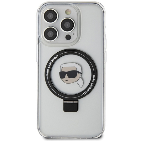 Karl Lagerfeld KLHMP15LHMRSKHH iPhone 15 Pro 6,1" weiß/weiß Hardcase Ring Stand Karl Head MagSafe