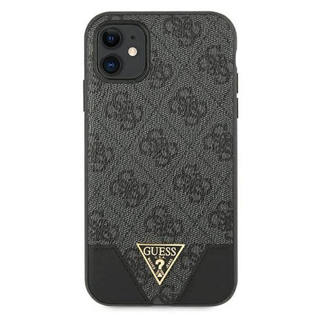 Guess nakładka do iPhone 11 GUHCN61PU4GHBK szara hard case 4G Triangle Collection