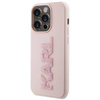 Karl Lagerfeld 3D Rubber Glitter Logo Hülle für iPhone 15 Pro – Rosa