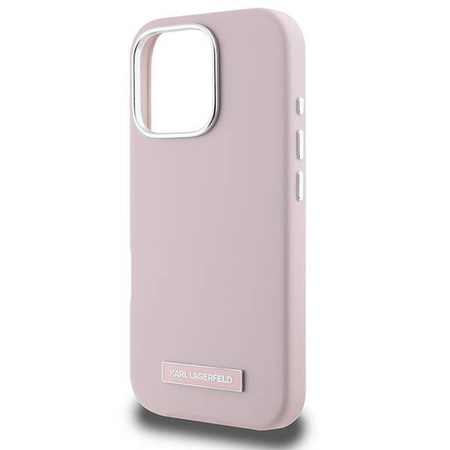 Karl Lagerfeld nakładka do iPhone 16 Pro 6,3&quot; KLHMP16LPGMSRPP różowa Hardcase FW Metal Plate MagSafe