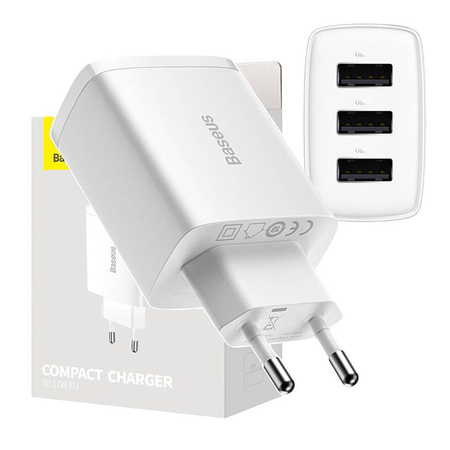 Baseus Compact  Charger 3U 17W EU White