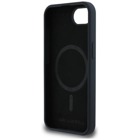 Karl Lagerfeld Liquid Silicone Karl & Choupette Heads Case with MagSafe for iPhone 16e - Black