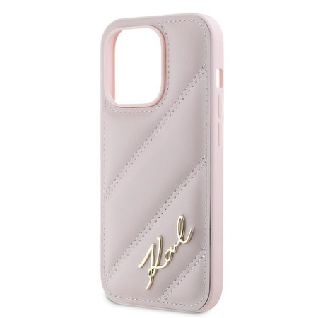 Karl Lagerfeld KLHCP14XPQDSMGP iPhone 14 Pro Max 6.7" różowy/pink hardcase Diagonal Quilted Script