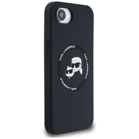 Etui Karl Lagerfeld Liquid Silicone Karl & Choupette Heads z MagSafe na iPhone 16e - czarne
