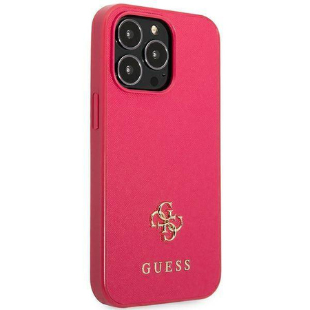 Oryginalne Etui IPHONE 13 PRO Guess Hardcase Saffiano 4G Small Metal Logo (GUHCP13LPS4MF) różowe