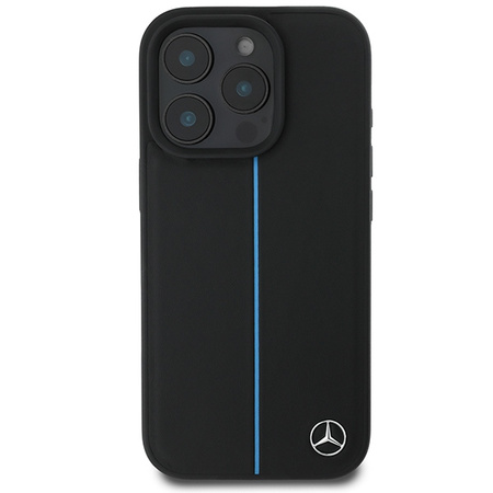 Mercedes nakładka do iPhone 16 Pro 6,3&quot; MEHMP16L23RURBK Hardcase MB Blue Line Leather MagSafe czarna
