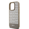 DKNY DKHMP15LPSOSPW iPhone 15 Pro 6.1" brązowy/brown hardcase Leather Printed Pattern Metal Logo MagSafe