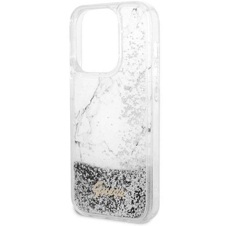 Guess GUHCP14LLCSGSGH iPhone 14 Pro 6,1" weiß/weißes Hardcase Liquid Glitter Marble