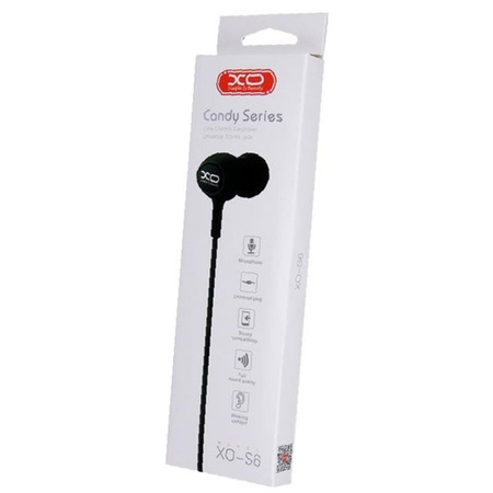 XO słuchawki przewodowe S6 jack 3,5mm dokanałowe czarne