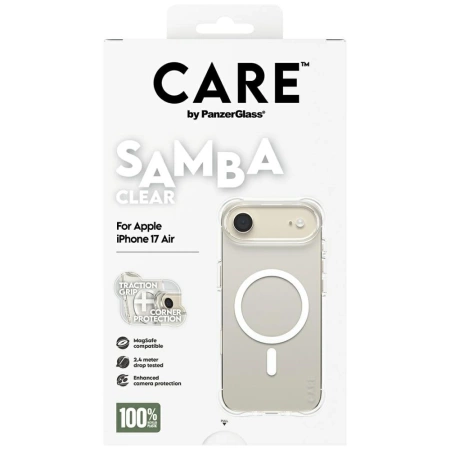 CARE by PanzerGlass Modisches Samba Case mit weißem MagSafe für iPhone Air - Transparent