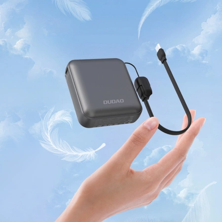 Powerbank Dudao K22+ 10000mAh 22.5W USB-C z zawieszką / kablem - szary