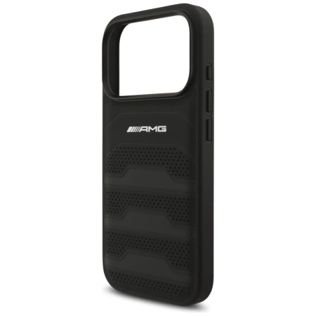 AMG Leather Debossed Lines Logo Case for iPhone 17 Pro - Black