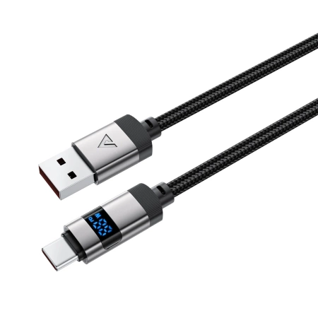 Acefast C15-04 USB-A - USB-C Kabel mit Display 480Mb/s 66W 1,2m - Schwarz