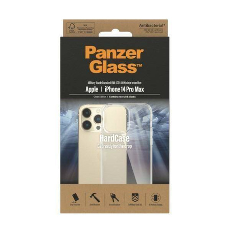 Case IPHONE 14 PRO MAX PanzerGlass HardCase Antibacterial Military (0404) Grade Clear transparent
