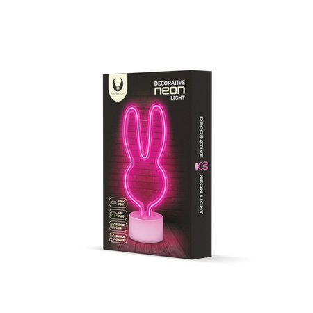 Neon na podstawce LED KRÓLICZEK różowy USB-C FSC-10 Forever Light