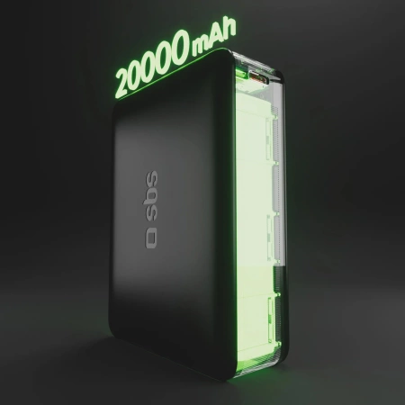Powerbank SBS 20000mAh 65W PD AFC USB-C USB-A do laptopa, tabletu, smartfona - czarny