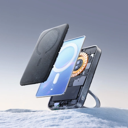 Joyroom JR-PBM12 10000 mAh 22,5 W Qi2 Powerbank, MagSafe kompatibel, mit Ringbasis - Schwarz