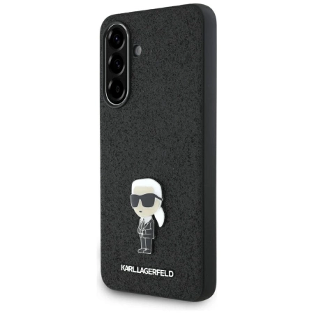 Karl Lagerfeld Fixed Glitter Ikonik Logo Metal Pin Case for Samsung Galaxy A36 - Black