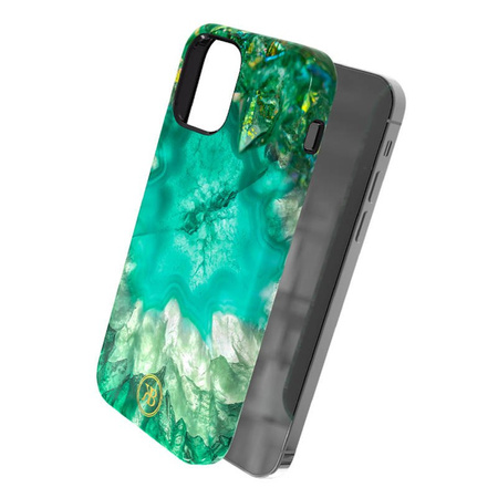 Kingxbar Agate Series eleganckie etui pokrowiec z nadrukiem agat iPhone 12 mini zielony