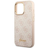 Oryginalne Etui IPHONE 14 PRO MAX Guess Hard Case 4G Vintage Gold Logo (GUHCP14XHG4SHP) różowe