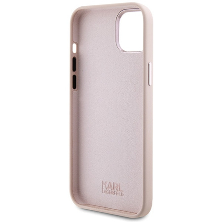 Etui Karl Lagerfeld Silicone Choupette Metal Pin na iPhone 15 Plus / 14 Plus - różowe