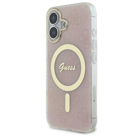 Original Handyhülle IPHONE 16 PLUS Guess Hardcase IML 4G MagSafe (GUHMP16MH4STP) rosa