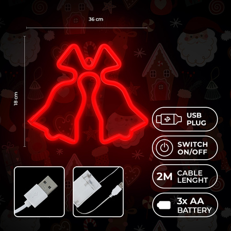 Neon LED CHRISTMAS DZWONKI czerwone FLNE17 Forever Light