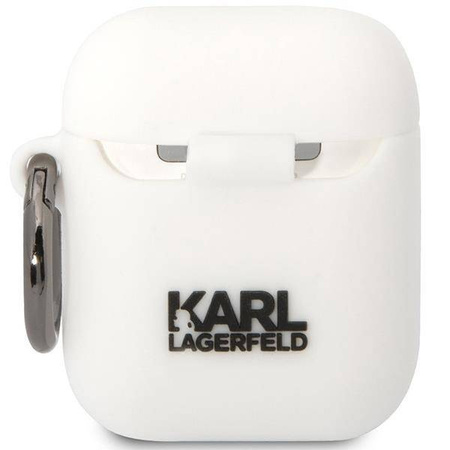 Original Handyhülle APPLE AIRPODS Karl Lagerfeld Silicone Karl & Choupette (KLACA2SILKCW) weiß