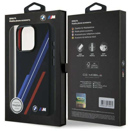 Original Case IPHONE 16 PRO BMW Hardcase Silicone Random Lines MagSafe (BMHMP16L23SSPK) black