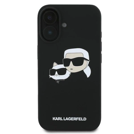 Karl Lagerfeld Silicone Case Nauble Heads Print MagSafe for iPhone 16 Plus - Black