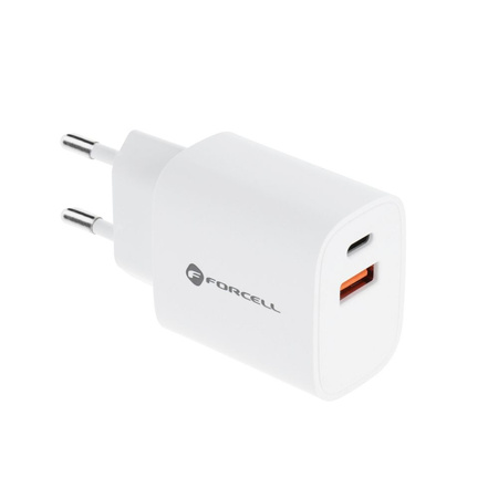 Forcell Ładowarka Sieciowa - 3A 30W z dwoma portami: USB typ C i USB A z ładowaniem PD i QC 4.0