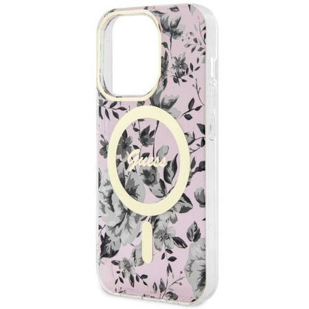 Guess GUHMP14LHCFWSP iPhone 14 Pro 6.1" pink/pink Hardcase Flower MagSafe