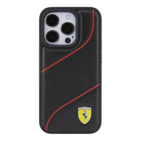 Oryginalne Etui APPLE IPHONE 15 PRO Ferrari Hardcase Perforated Waves Metal Logo (FEHCP15LPWAK) czarne