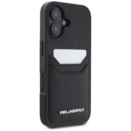Original Case IPHONE 16 Karl Lagerfeld HC Grained PU Cardslot Metal Elong black