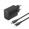 FONENG ładowarka sieciowa EU66 PD 20W 1xUSB-C + 1xUSB QC3.0 + kabel USB-C - Lightning Czarny