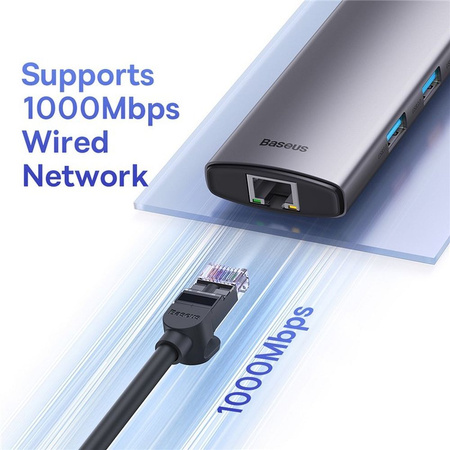 Hub 6in1 Baseus StarJoy Series, USB-C to 3x USB 3.0 + HDMI + USB-C PD + RJ45