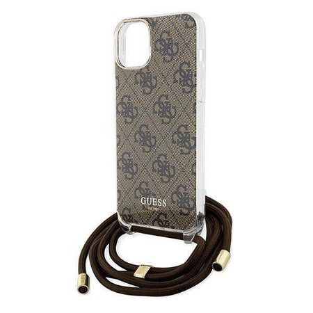 Guess Crossbody Cord 4G Print Hülle für iPhone 15 / 14 / 13 – braun