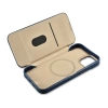 iCarer CE Oil Wax Premium Leather Folio Case skórzane etui iPhone 14 Plus z klapką magnetyczne MagSafe niebieski (AKI14220707-BU)